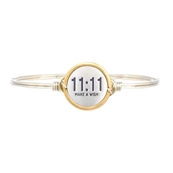 11:11 Make A Wish Bangle Bracelet - Gold on Silver