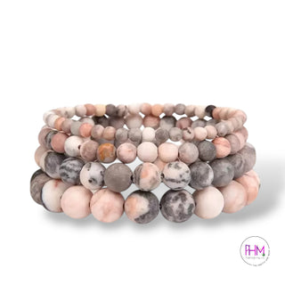 🌸🦓 Pink Zebra Jasper Crystal Bracelet