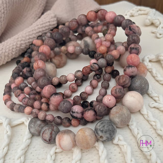 🌸🦓 Pink Zebra Jasper Crystal Bracelet