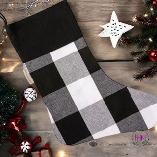 B&W Buffalo Check Holiday Stocking 🖤🎅🏼