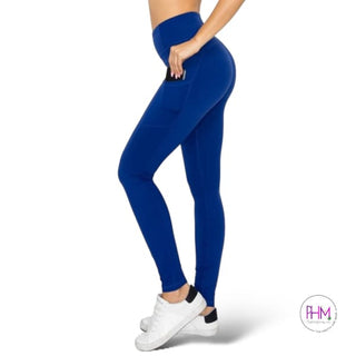Bella High Waist Yoga Band Luxe Leggings - Larkspur / Small