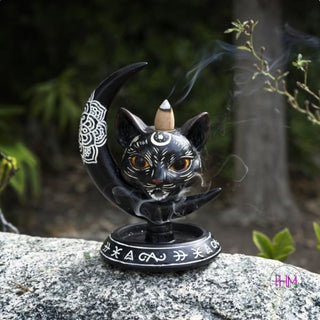 Black Cat Moon Backflow Incense Burner 🌙