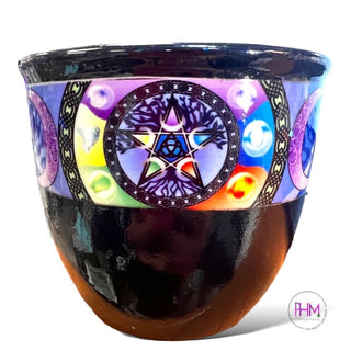 Ceramic Smudge Pot - Triple Moon