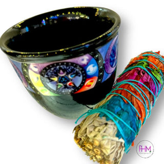 Ceramic Smudge Pot - Triple Moon