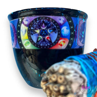 Ceramic Smudge Pot - Triple Moon