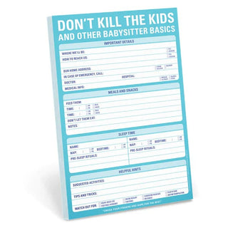 Classic Pad Don’t Kill The Kids Babysitter Basics - note pad