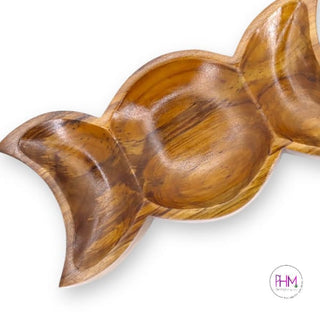 Enchanted Goddess Triple Moon Teakwood Offering Bowl 🌙