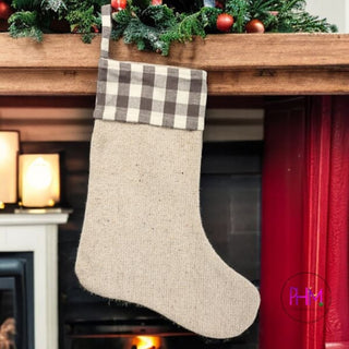 Farmhouse Burlap Holiday Stocking