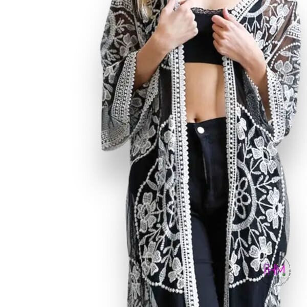 Free Spirit Lace Kimono 🖤 - Black - Clothing