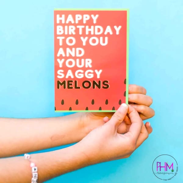 Happy Birthday Saggy Melons Glitter Bomb Card - Stationary