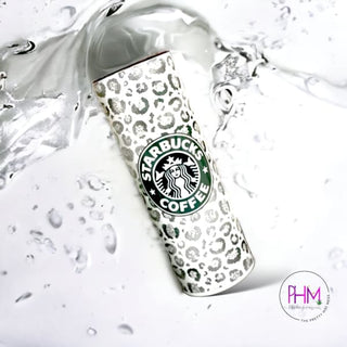 Leopard Starbucks Inspired Skinny Tumbler - SIlver - Done