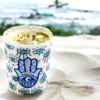 Love & Light Hamsa Crystal Infused Votive Candle 🪬