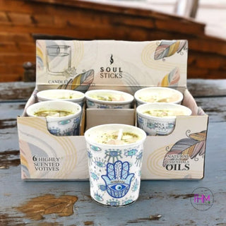 Love & Light Hamsa Crystal Infused Votive Candle 🪬