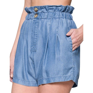 Malibu Chambray High Waist Mom Shorts 🪬