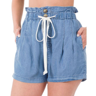 Malibu Chambray High Waist Mom Shorts 🪬 - Small / Medium
