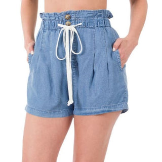 Malibu Chambray High Waist Mom Shorts 🪬