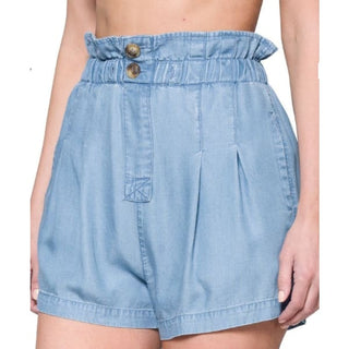 Malibu Chambray High Waist Mom Shorts 🪬