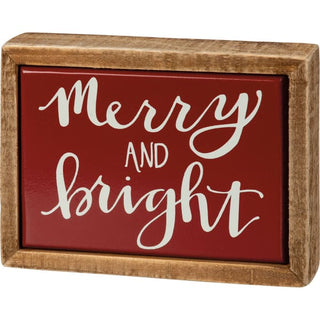 Merry And Bright Box Sign Mini - Holiday