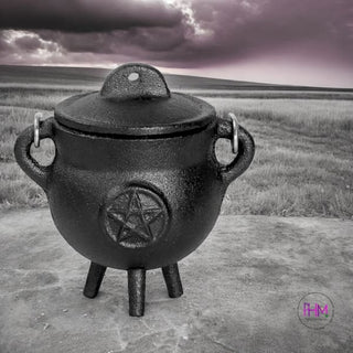 Pentacle Cast Iron Cauldron with Lid ✨🔮 - Cauldon