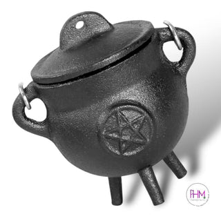 Pentacle Cast Iron Cauldron with Lid ✨🔮 - Cauldon
