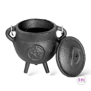 Pentacle Cast Iron Cauldron with Lid ✨🔮 - Cauldon