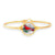 Red Cardinal Bangle Bracelet - Gold