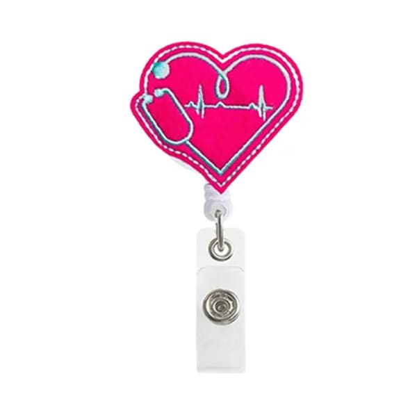 Retractable Badge Holder Clip - Heartbeat