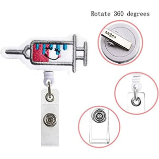 Retractable Badge Holder Clip - Syringe - badge clip