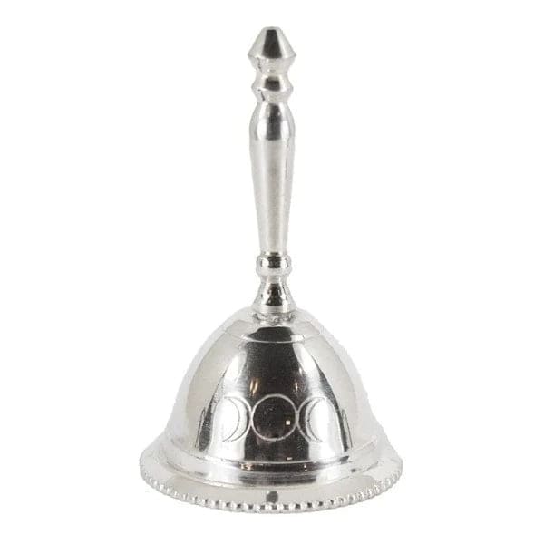 Silver Brass Altar Bell - Triple moon
