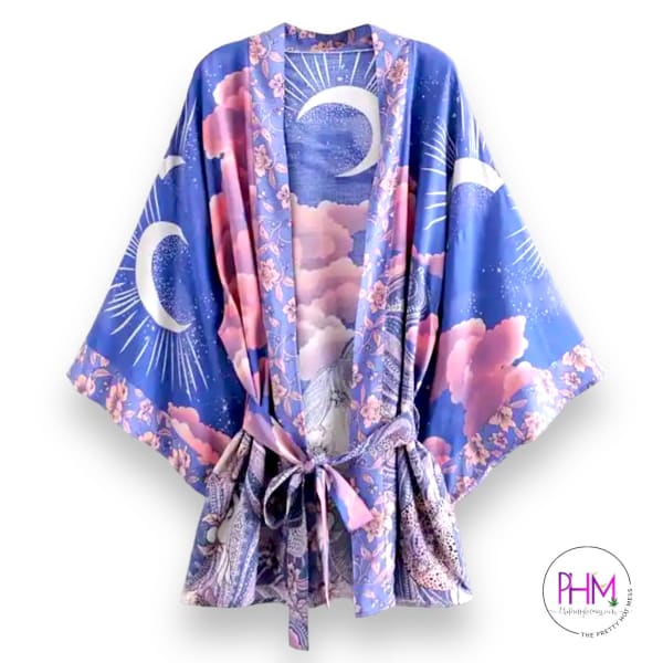•Goddess Vibes Silk Kimono - Purple / Medium Clothing