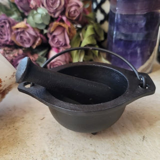 Witches Enchantment Cast Iron Cauldron and Pestle