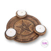 Wooden Pentagram Tea Light Holder - candle holders