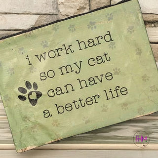 Work Hard Cat Zipper Pouch 🐈