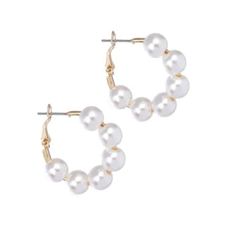 Gold Hoop and Dangle Earrings by Laura Janelle - Pearl