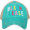 Beach Please Trucker Hat - Distressed Teal - Hats