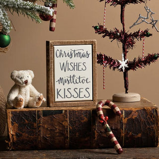 Christmas Wishes Mistletoe Kisses Box Sign 🎅🏼