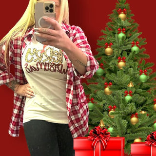 Merry Christmas Leopard Print Graphic Tee - T shirt