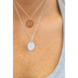 Pentacle Round Disc Necklace - Necklaces
