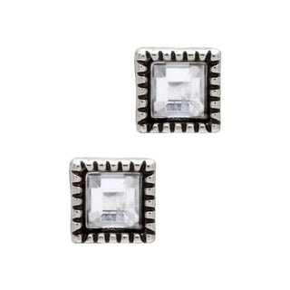 Silver Crystal Stud Earrings by Laura Janelle - Bead Square