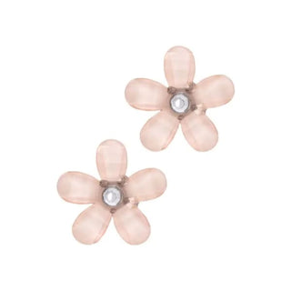 Silver Crystal Stud Earrings by Laura Janelle - Glass Flower