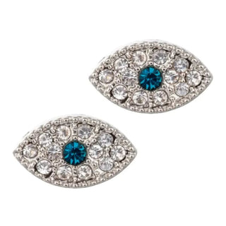 Silver Crystal Stud Earrings by Laura Janelle - Evil Eye