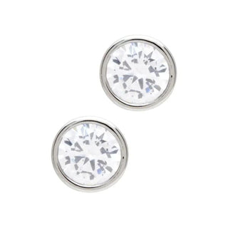 Silver Crystal Stud Earrings by Laura Janelle - Round