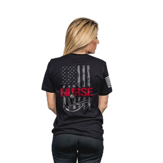 Stethoscope Flag ’Nurse’ T Shirt by Nine Line - Small - Done