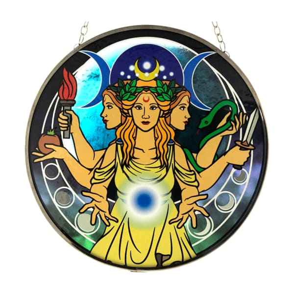 Triple Moon Goddess Glass Suncatcher - suncatcher