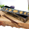Wood Incense Storage Box - Moon Phases - incense holder