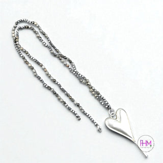 Handmade Heart Pendant Atlas Jasper Necklace 🩶