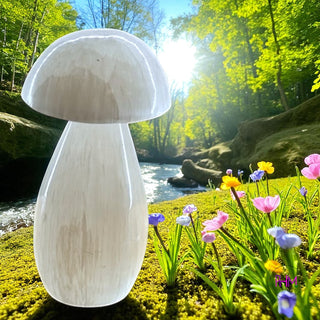 🌙 Selenite Mushroom Carving 🍄