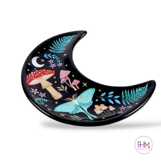 🌙 Dark Forest Crescent Moon Trinket Dish 🦋✨