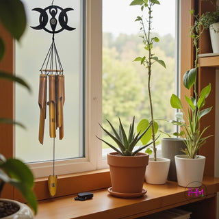 Enchanting Triple Moon Bamboo Wind Chime 🌙🌟