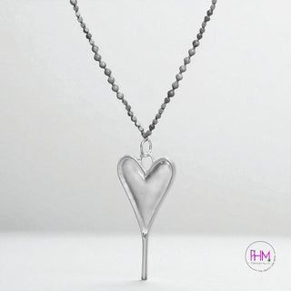 Handmade Heart Pendant Atlas Jasper Necklace 🩶